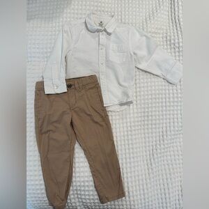 H&M White Shirt and Tan Pants Set